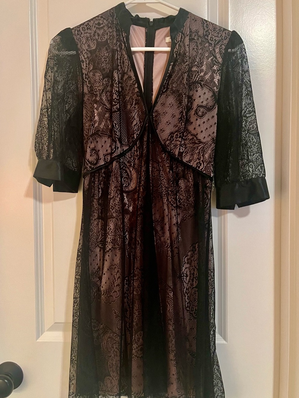 Alexia Admor Black Sheer Lace Overlay Mini Dress - XS